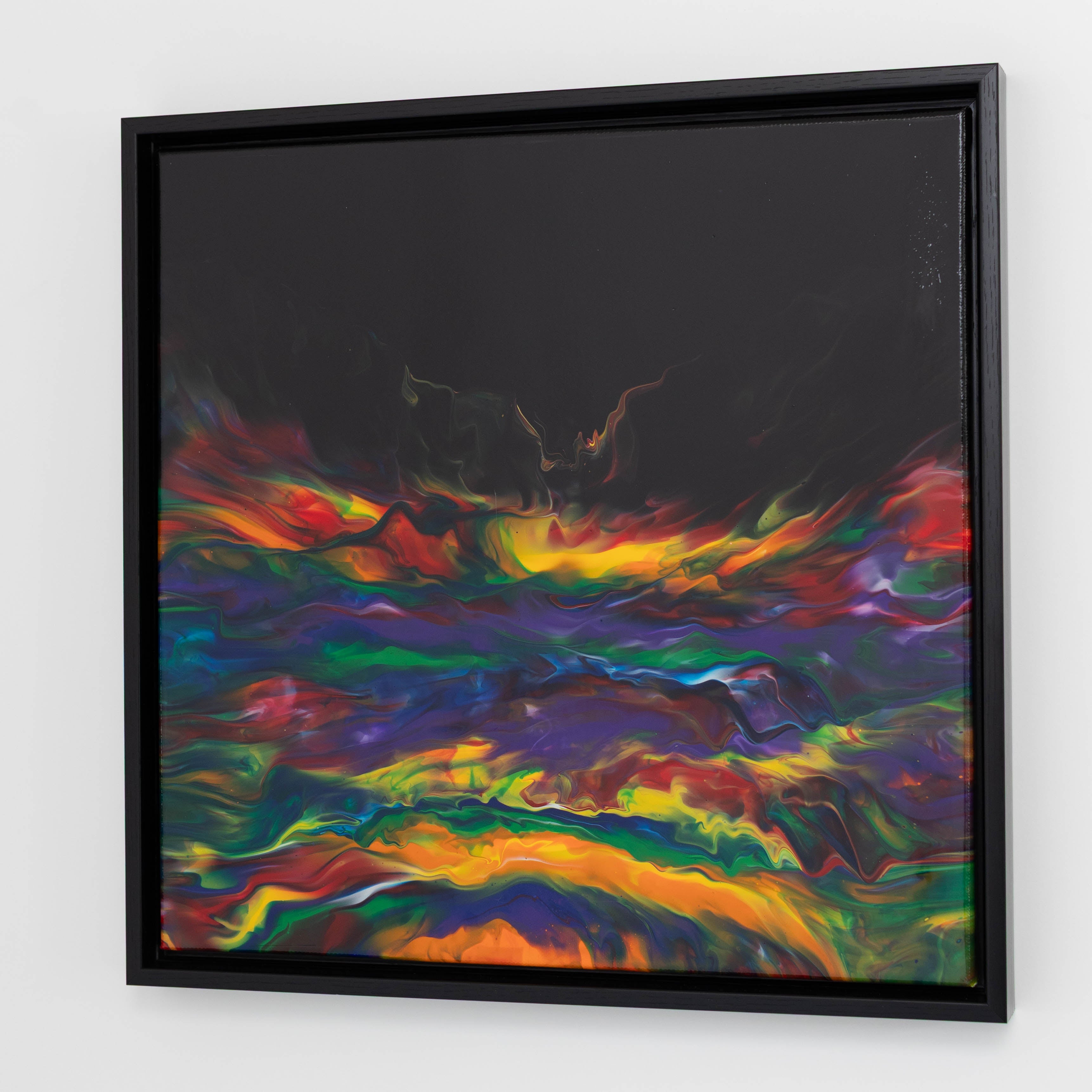 Waves of color on negative space